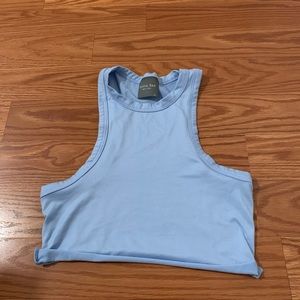 soft baby blue cropped halter top